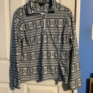 Lands’ End Fleece Aztec Sweater Size S